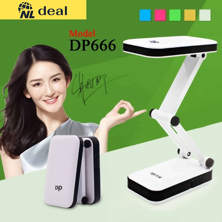 Nldeal bộ đèn để bàn pin sạc gấp gọn model dp666 có 2 mức sáng mạnh yếu công suất 2.4w dung lượng pin 800mah có kèm dây sạc