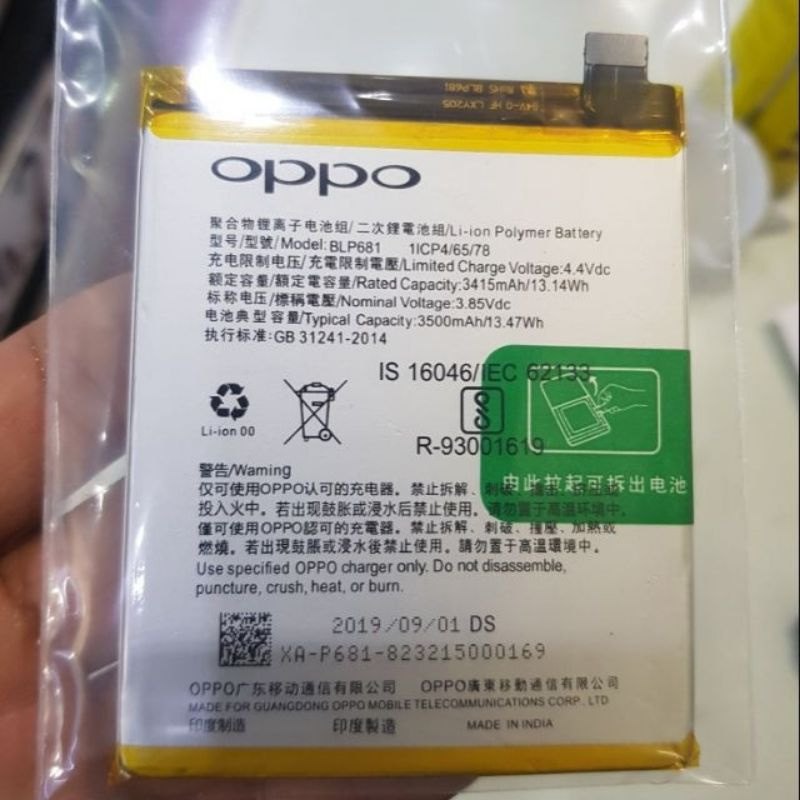 Pin điện thoại oppo f9 3415mah zin máy bảo hành 6 tháng.