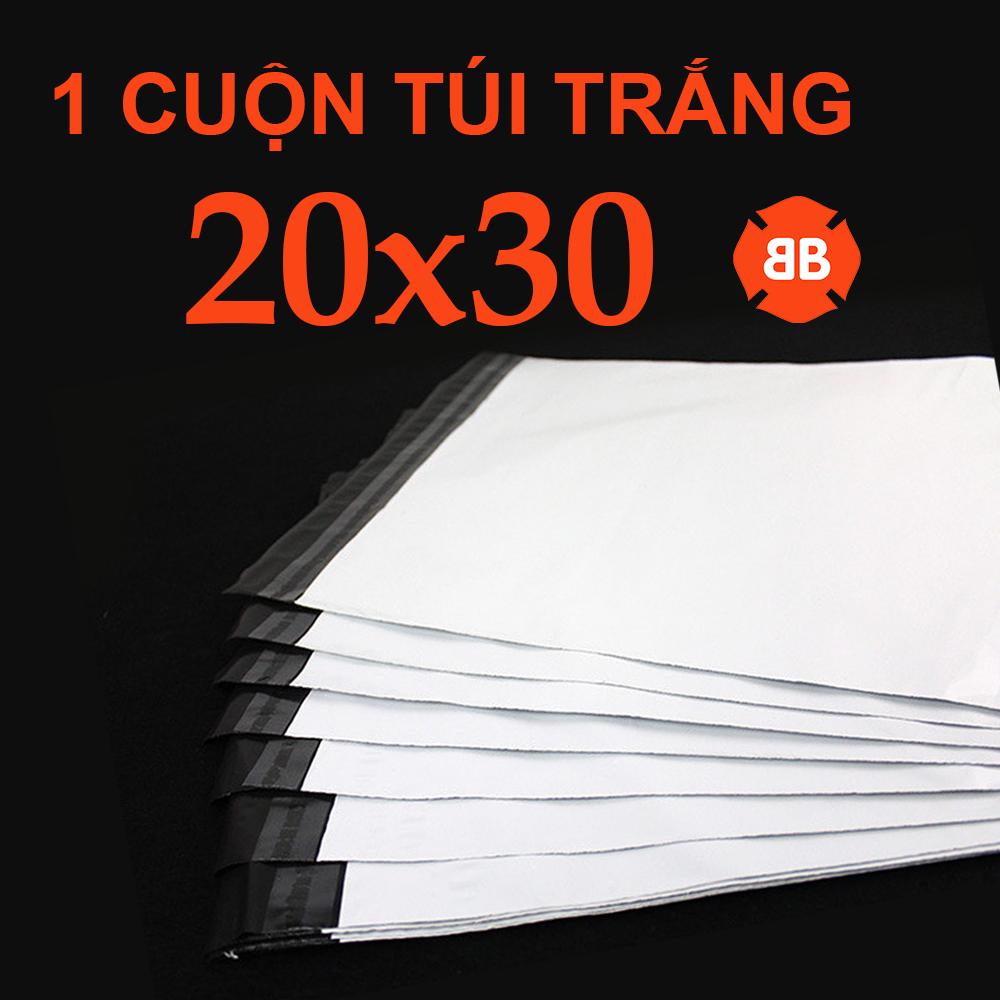 [20*30 cm Trắng] 1 cuộn Túi đóng hàng niêm phong - Gói combo tiết kiệm hơn - Chống thấm, keo siêu dính, chống bóc hàng (100 túi)