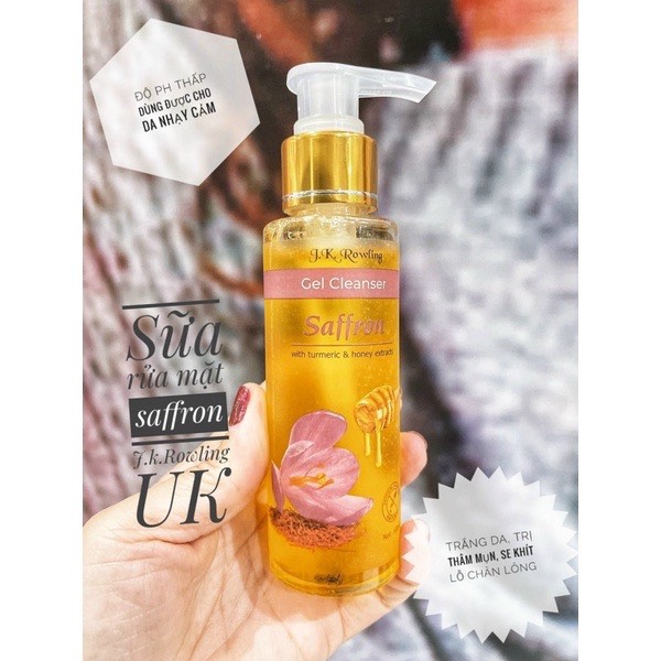 Sữa rửa mặt Saffron Gel sáng da, sạch mụn, Sữa rửa mặt, Sữa rửa mặt kháng khuẩn dành mọi loại da, sữa rửa mặt đặc biệt da nhạy cảm và mụn, sữa rửa mặt dạng gel, sữa rửa mặt nhập khẩu, sữa rửa mặt Saffron
