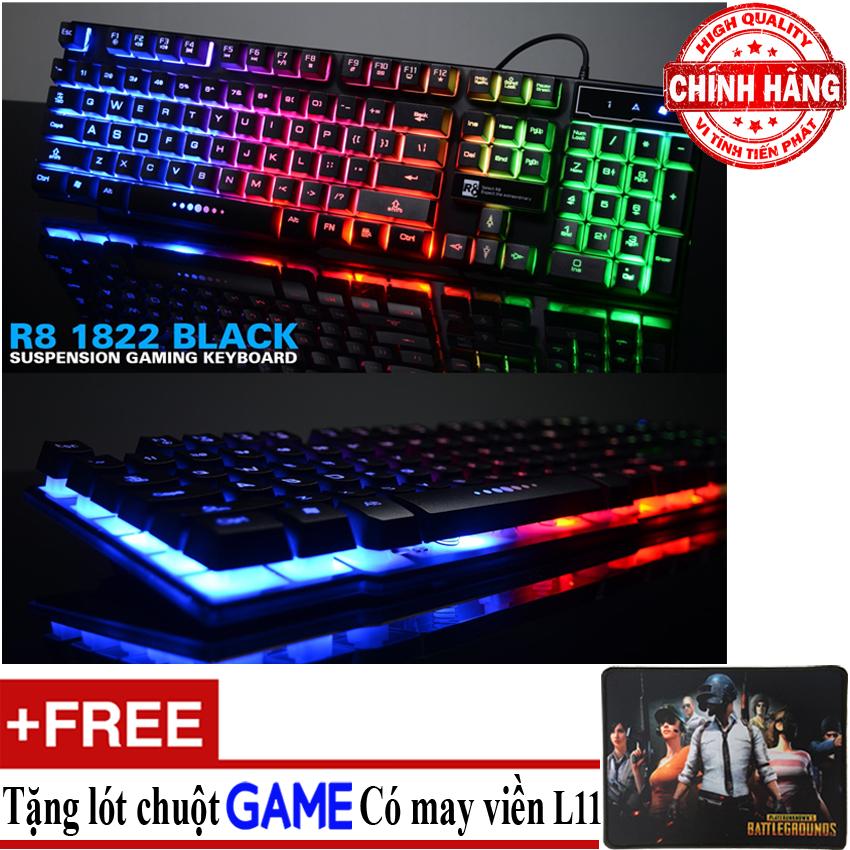Bàn Phím Giả Cơ chuyên Game R8 1822 Led Nhiều Màu + Tặng lót chuột mã L11.