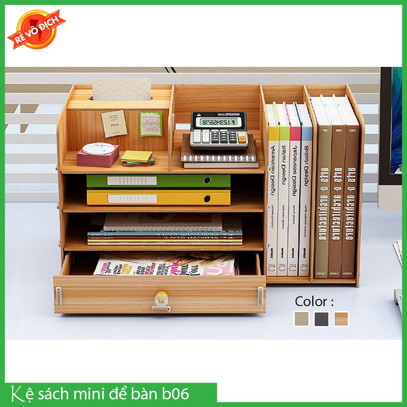 Kệ sách mini để bàn - tủ đựng sách gỗ - giá để sách vở, tài liệu để bàn