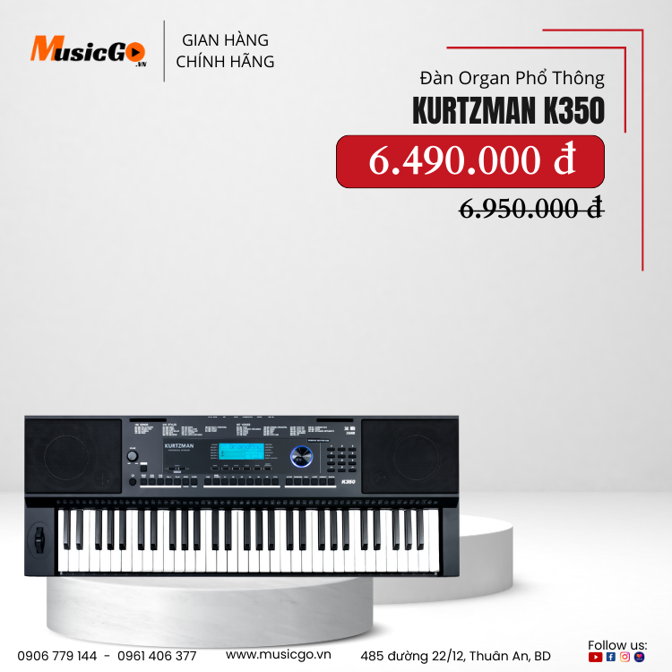 Đàn Organ Phổ Thông Kurtzman K350 | TOUCH RESPONSE – BÀN PHÍM CẢM ỨNG LỰC MÔ PHỎNG PIANO CƠ VÀ PIANO ĐIỆN