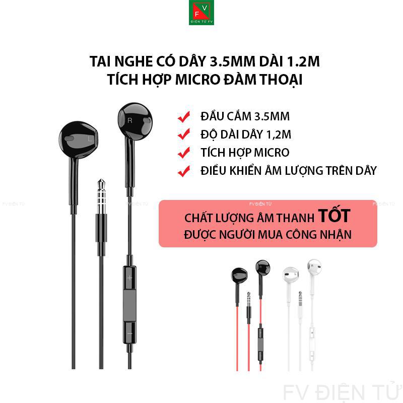 Tai nghe có dây TinAn AT100 3.5mm 1.2m, tích hợp micro đàm thoại chất lượng cao.