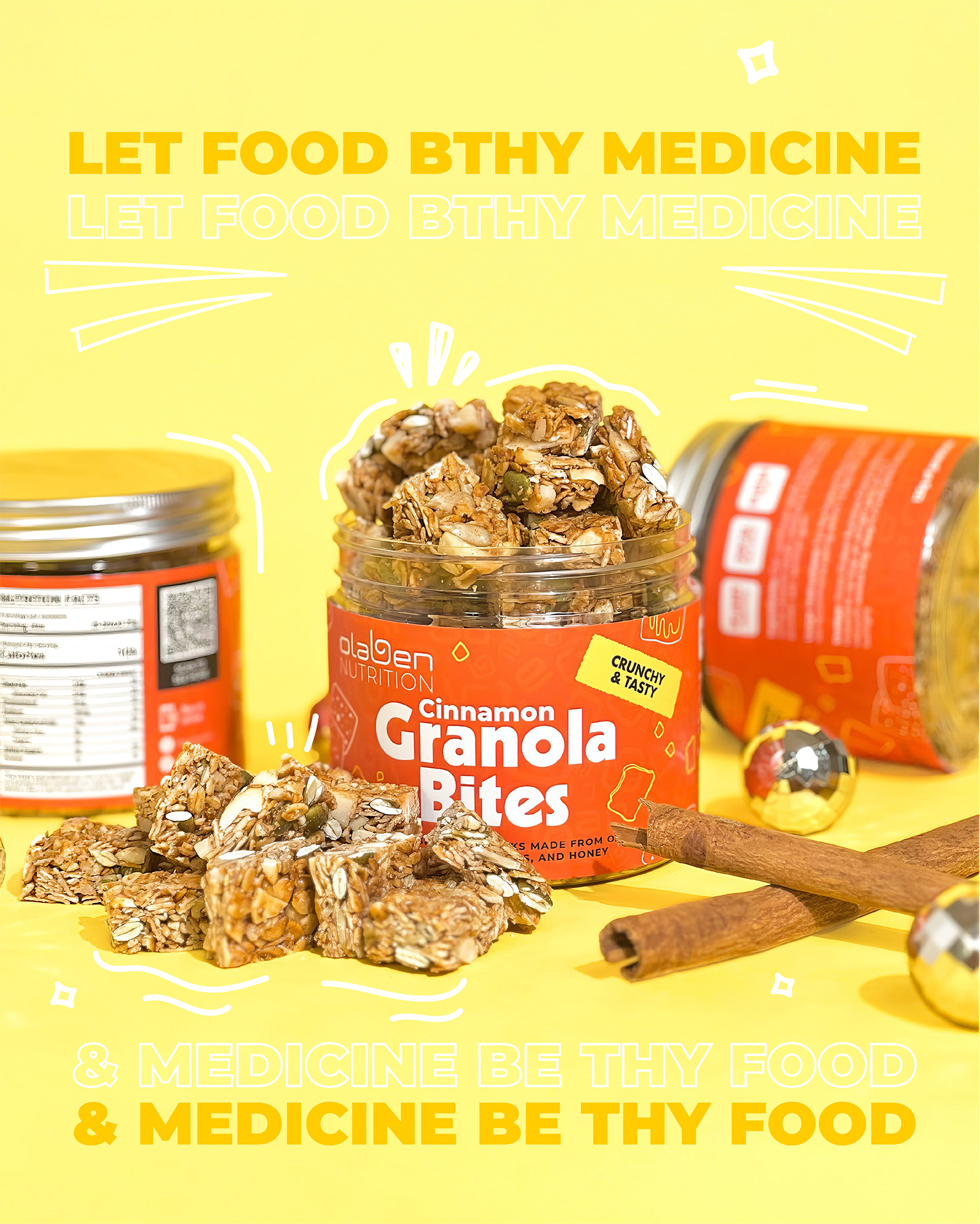 Olaben Granola Bites Cinnamon- snack ngũ cốc viên mini tiện lợi vị quế