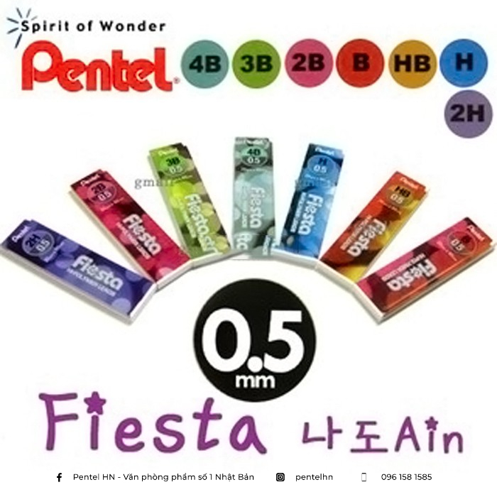Ruột chì kim pentel fiesta c235tf hb/2b ngòi 0.5mm