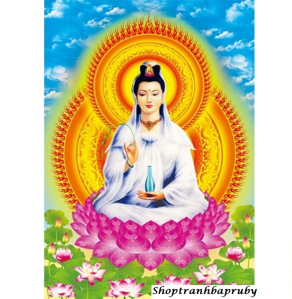 [HCM]Tranh đính đá Quan Thế Âm Bồ Tát kích thước nhỏ ✅75×55 cm -️ VS473