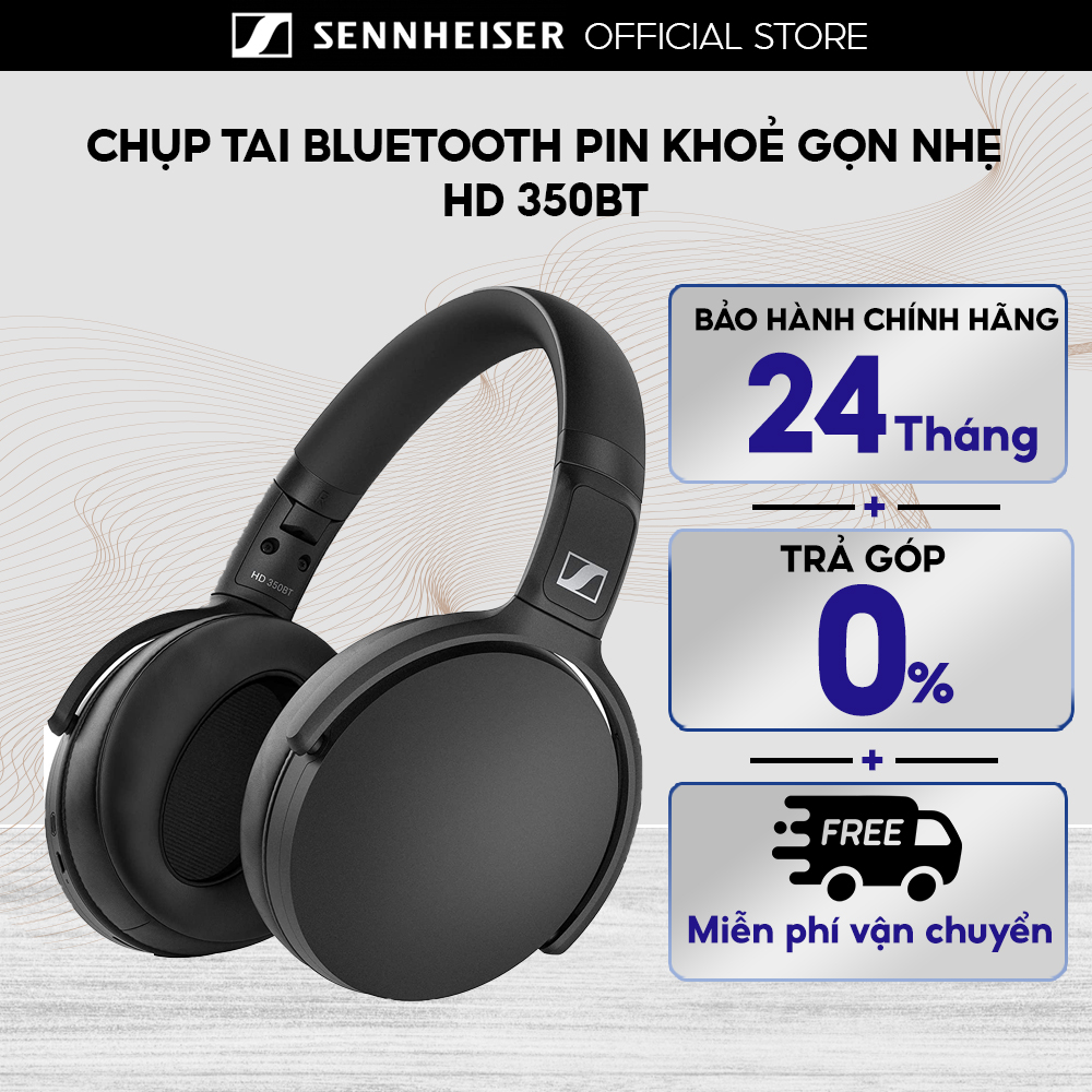 Tai nghe chụp tai sennheiser hd 350bt bluetooth 5.0 smart control - bảo hành chính hãng 24 tháng