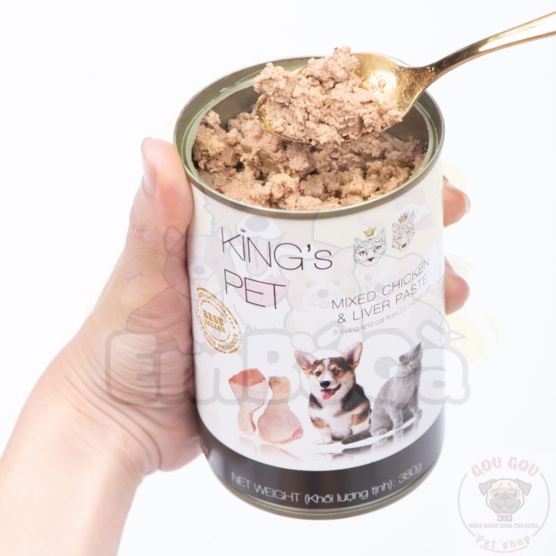 Pate cho chó mèo King Pet lon 380g The Pet, thức ăn ướt dinh dưỡng tăng cân cún mèo