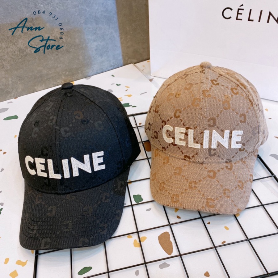 Mũ lưỡi trai Celine mới, chất liệu vải canvas cao cấp, phom mũ căng chuẩn hàng xuất, sẵn 2 màu Đen - Nâu y hình