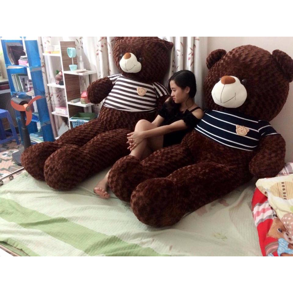 Gấu bông Teddy cao cấp khổ vải 1m6 cao 1,4m màu nâu - Thú nhồi bông cao cấp - Mạnh gấu store