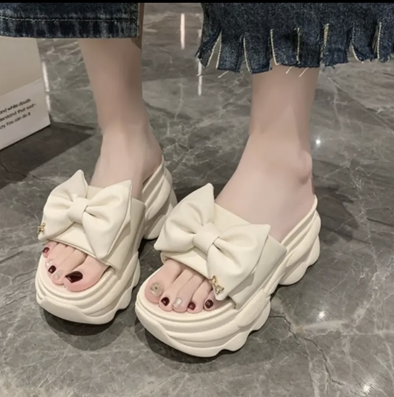 Dép xuồng bánh mì nơ phụ kiện hàng nhập qc