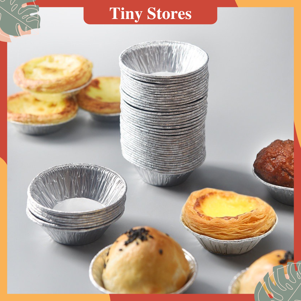 Set 50 Khuôn giấy bạc nướng bánh tart trứng - Khuôn giấy bạc nướng hàu tiện dụng
