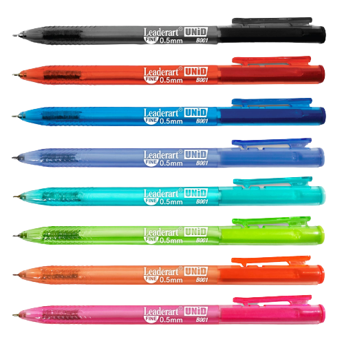 Bút bi semi gel ink leaderart unid b001- hộp 20 cái, đủ 3 màu - ngòi 0.5mm viết êm trơn