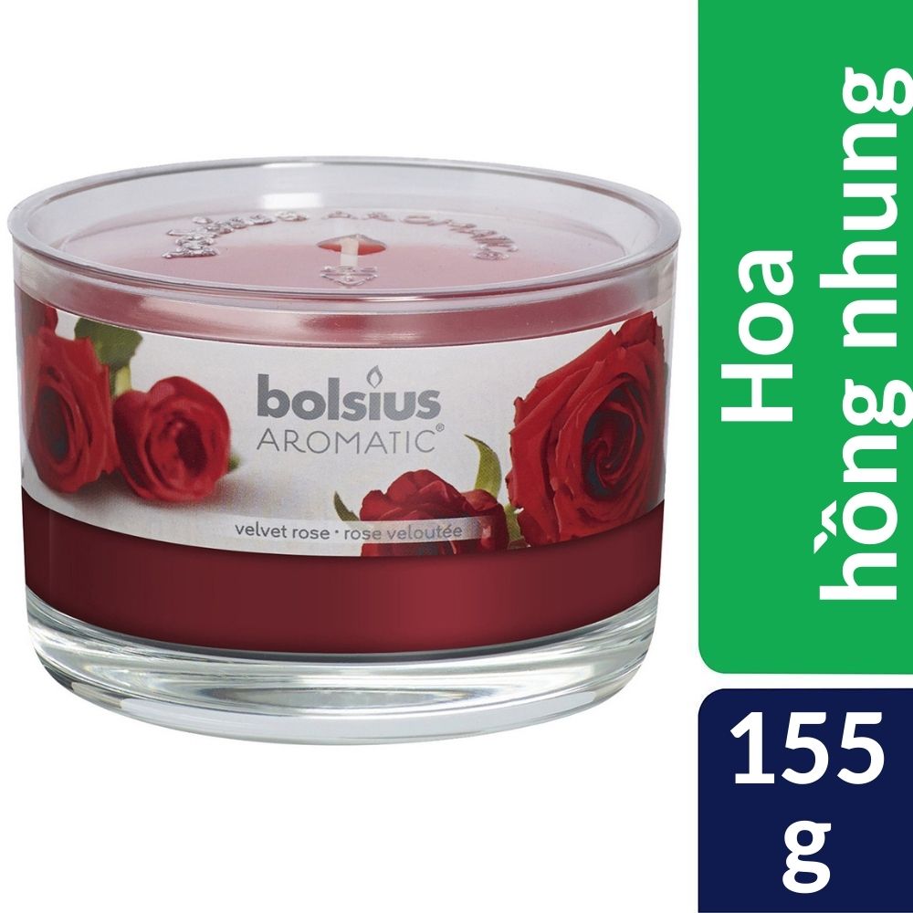 Ly nến thơm tinh dầu bolsius 155g qt024880 - hoa hồng nhung
