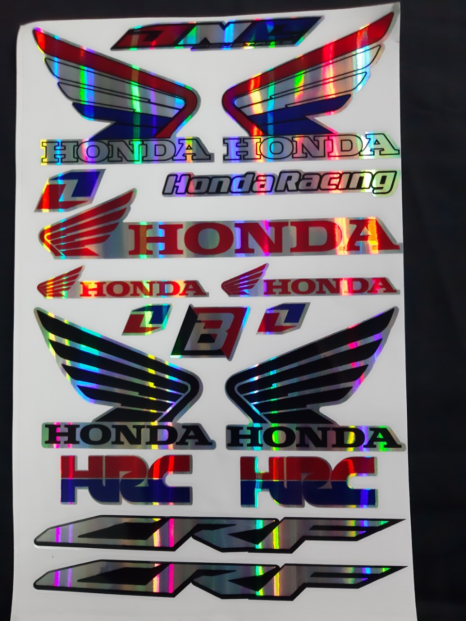 BỘ TEM LOGO HONDA,CRF,HRC DẠ QUANG VÀ THƯƠNG HIỆU KHÁC