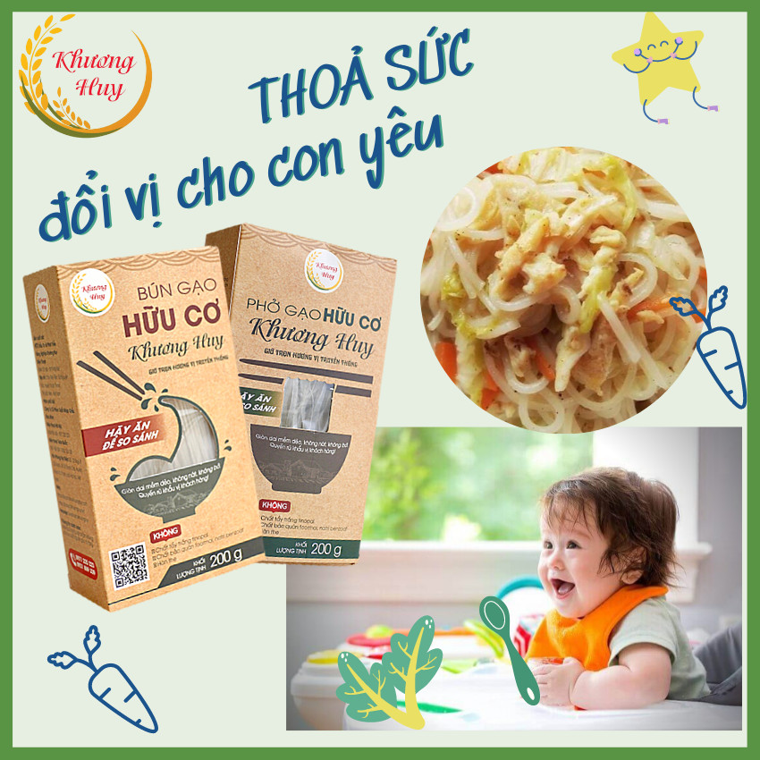 Combo 2 hộp bún phở khô hữu cơ /bún gạo khô khương huy ngon như bún tươi sấy khô - combo 2 hộp bún phở khô mỗi gói 200g giòn giai, mềm dẻo, không nát, không bở/ đặc biệt không cần ngâm, chế biên trực tiếp luôn