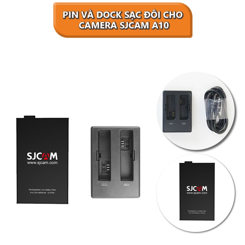 Pin sạc và Dock sạc đôi dành cho camera SJCAM A10 / SJCAM A20 - Hãng phân phối chính thức