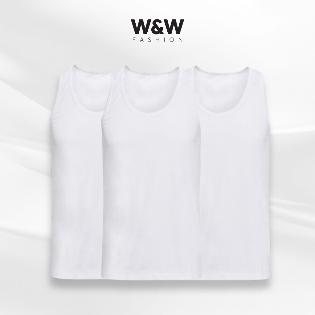 Combo Áo Lót Nam Ba Lỗ WW Màu Trắng Chất Liệu Cotton Thoáng Mát, Thấm Hút Mồ Hôi UNDERSHIRT01