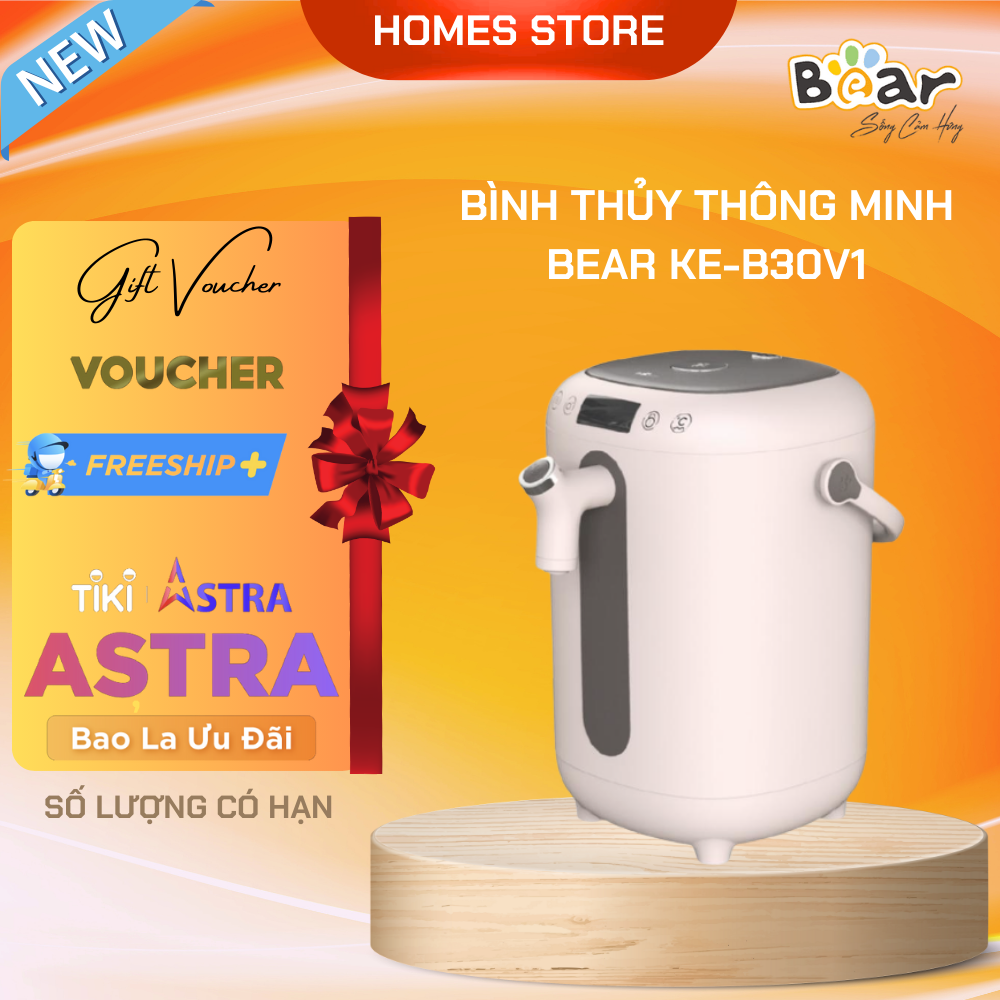 Bình Thủy Điện Thông Minh BEAR KE-B30V1 Nhiều Mức Nhiệt Có Khử Clo Dung Tích 3 Lít Công Suất 1350 W - Hàng Chính Hãng