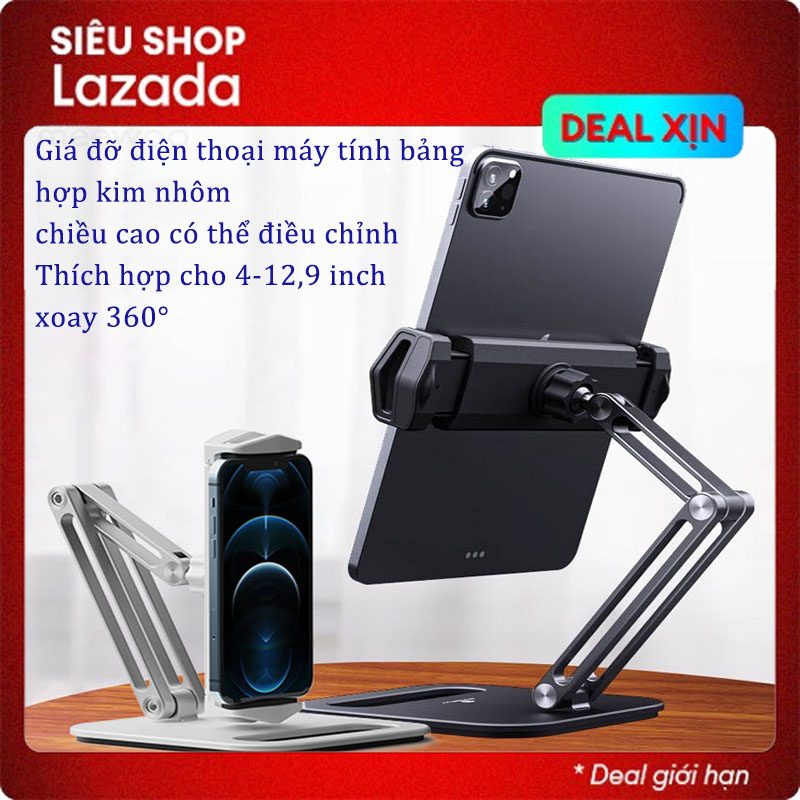 Giá đỡ máy tính bảng cho ipad Giá đỡ đế kim loại nhôm có thể điều chỉnh Giá đỡ điện thoại Máy tính bảng