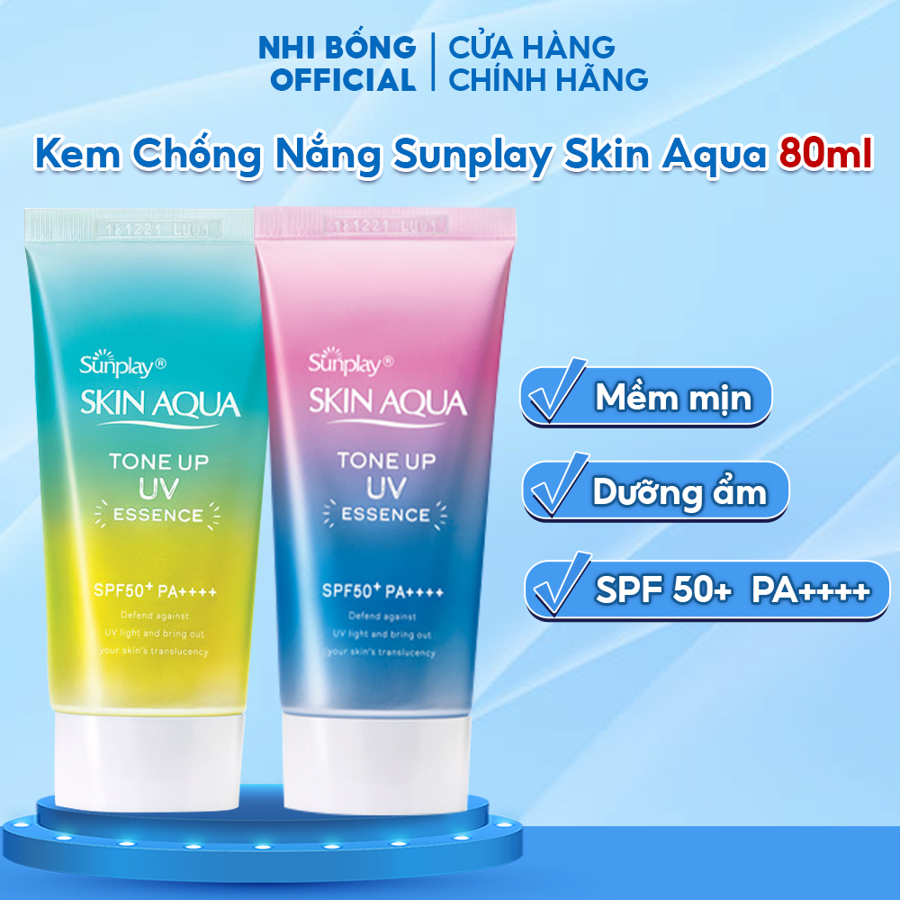 Kem chống nắng kiềm dầu nâng tone Sunplay Skin Aqua Nhật Bản Tone Up UV Milk 80ml giúp bảo vệ da giúp da trắng sáng