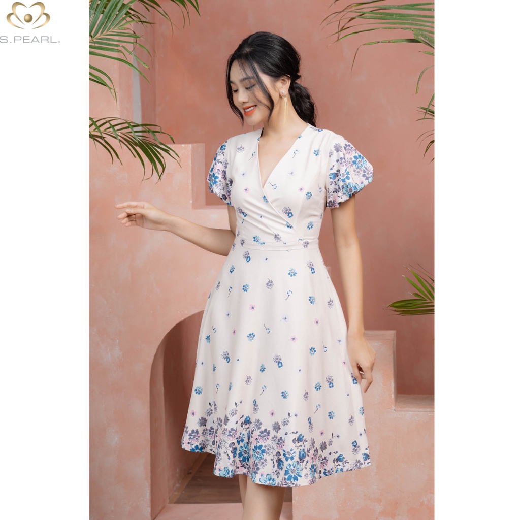 Váy hoa liền forever young chiết eo dáng dài 20lf6852097