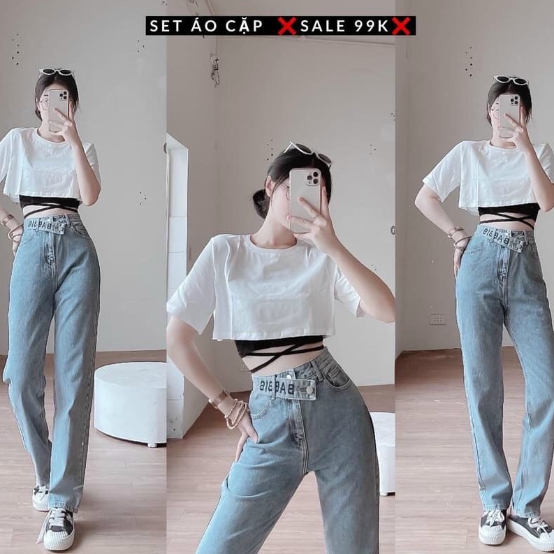Áo crotop cột dây eo tay ngắn cá tính-thời trang-siêu đjep-Mã040