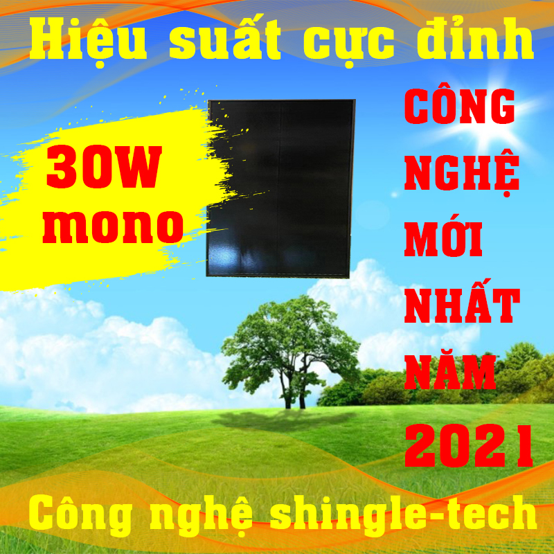 Tấm pin năng lượng mặt trời mono 30w cho hiệu suất cao, tặng kèm jack mc4