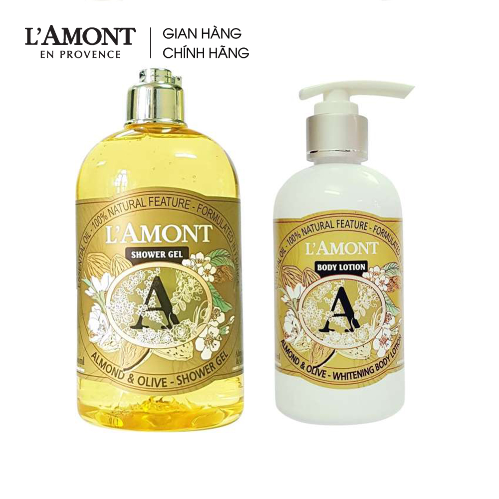 Combo Sữa tắm Almond hương hạnh nhân 500ml và Sữa dưỡng thể Almond 250ml - L'amont En Provence