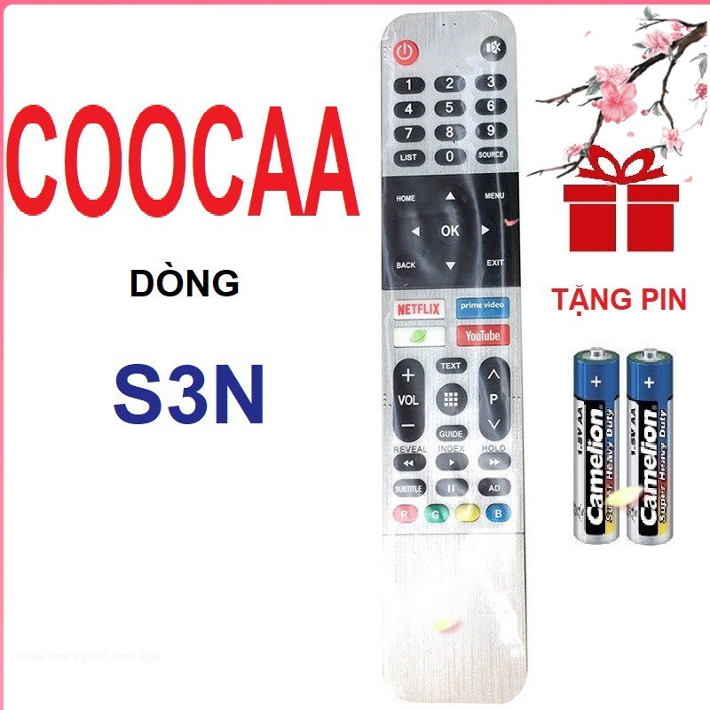 Remote điều khiển tivi COOCAA smart dòng S3N (Bạc - Tặng pin - Android tv) [Cam kết chất lượng, BH 6 tháng]