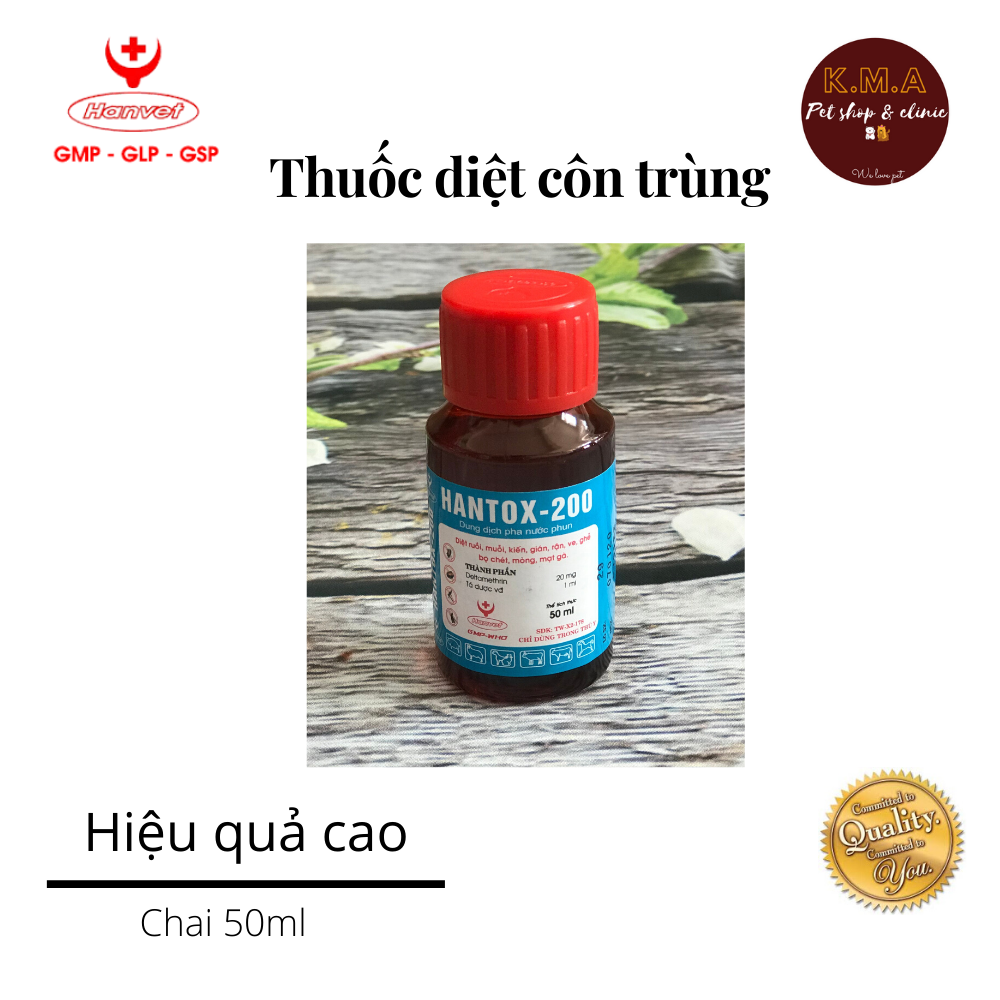 Dung dịch pha nước phun diệt côn trùng ruồi, muỗi, kiến, gián, ve, bọ chét, mạt gà - Hantox 200