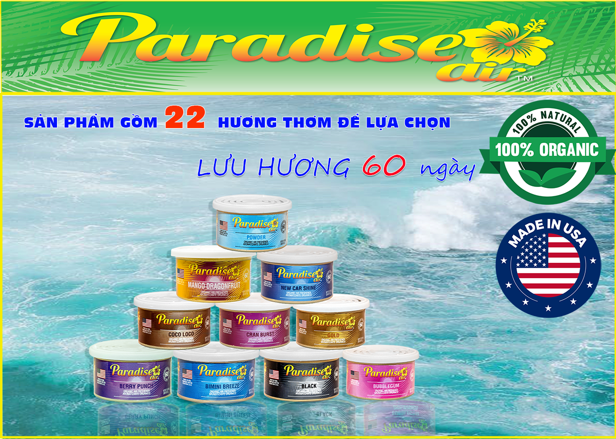 Paradise Air - Tinh dầu khếch tán ORGANIC - Tinh dầu khếch tán xe hơi - Văn phòng