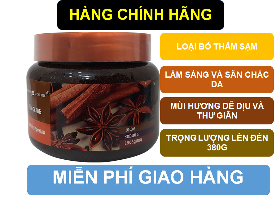 Tẩy da chết body hồi quế cafe Nga 380g/tẩy da chết body/tẩy da chết quế hồi/tẩy da chết dành cho da mụn