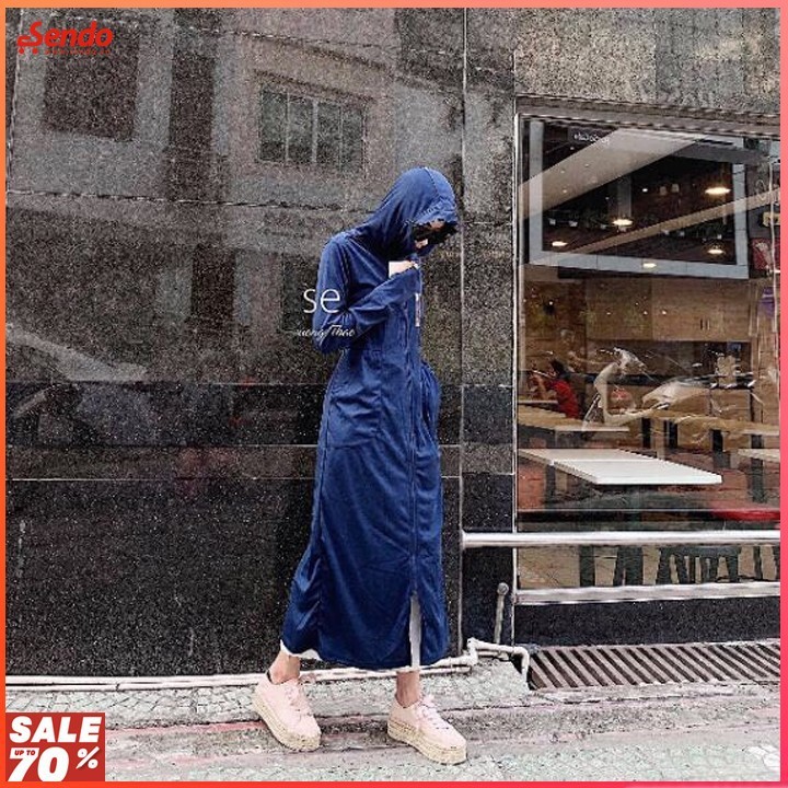 Áo Khoác Chống Nắng Nữ Toàn Thân Uniqlo Lớp Dáng Dài Vải Thông Hơi Khóa Kéo Không Nhăn Thoáng Mát Thời Trang Cao Cấp Giá Rẻ Trùm Thân Kín Người  Bóp Eo  Có Túi 70kg