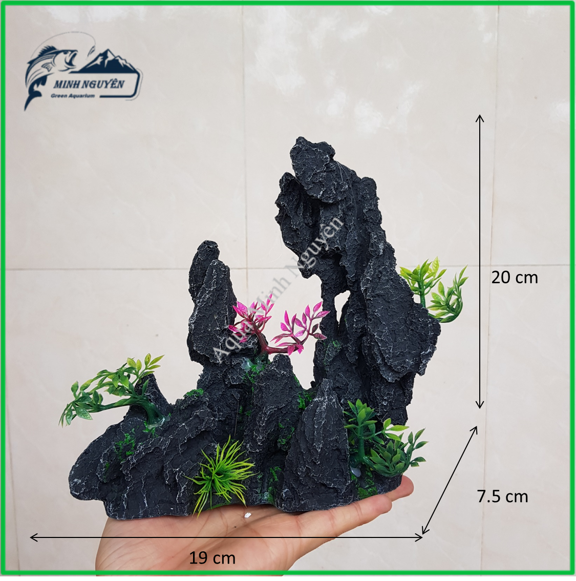 Mô hình núi đá có cây nhựa cỡ to - Hòn non bộ giả đá có cây trang trí bể cá hồ cá tiểu cảnh bonsai bể thủy sinh