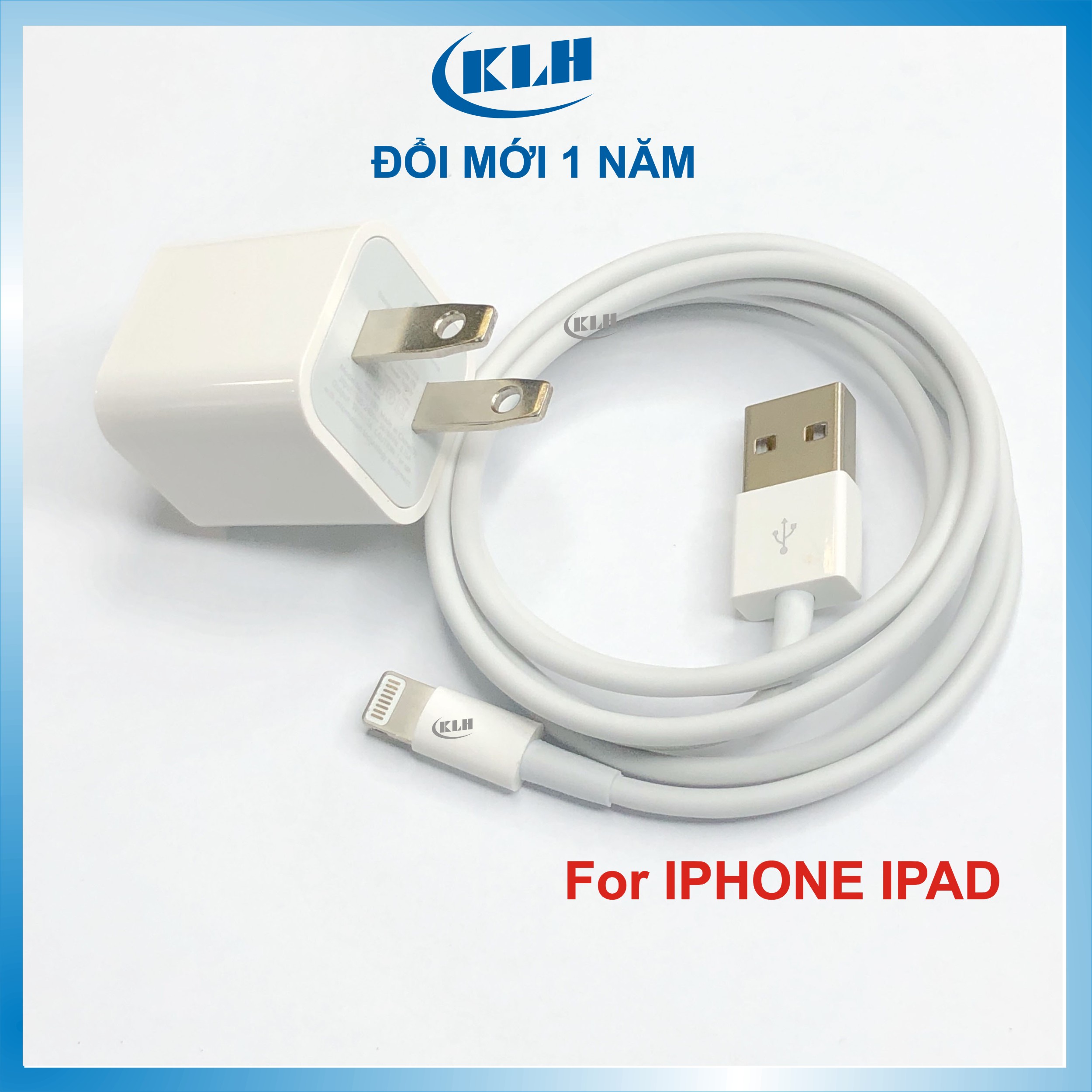 Bộ củ cáp sạc cho ipad, Iphone - cốc vuông sạc nhanh ổn định 5 6 6s 6sPlus 7 8 7Plus 8Plus X XS Max Xr 11 KLH IP70