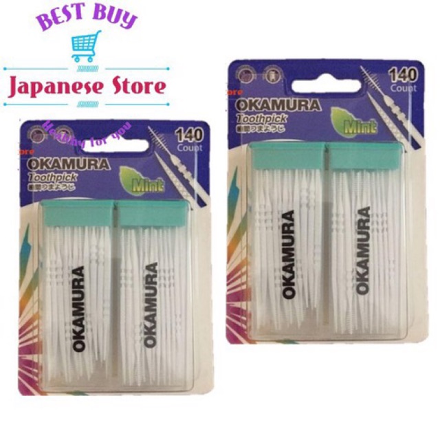 Combo 2 hộp tăm nhựa Okamura 140 cây