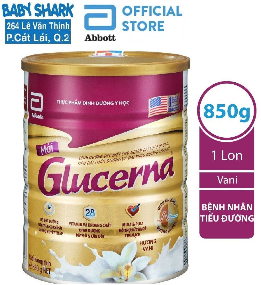 Lon sữa bột Glucerna 850g hương Vani