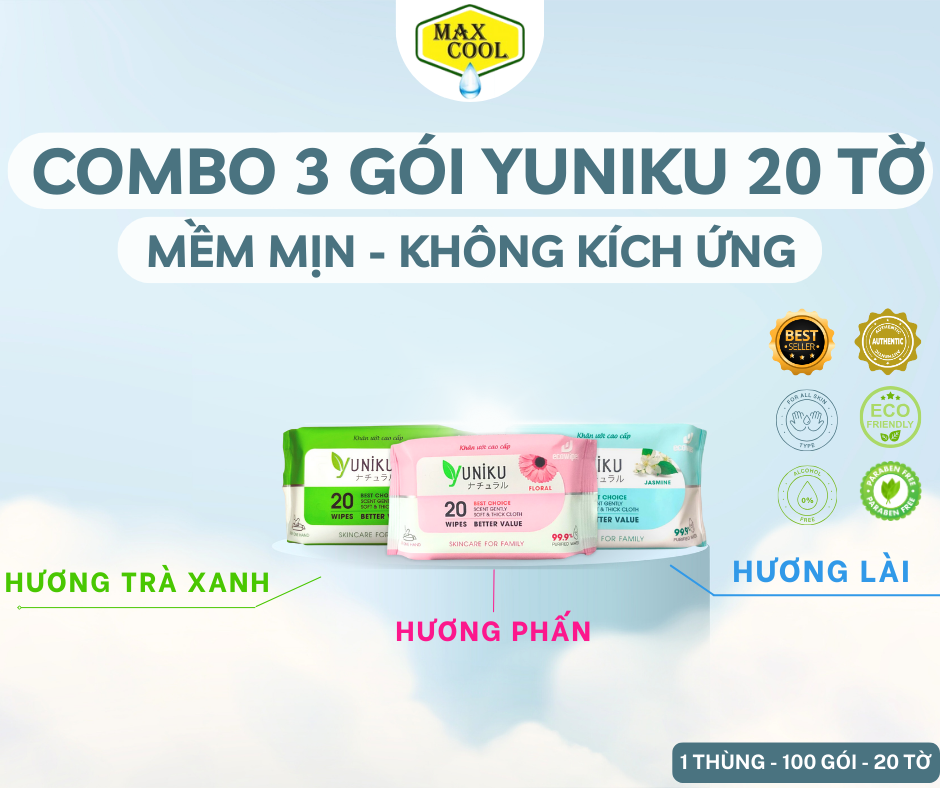 Combo 3 gói Khăn giấy ướt cao cấp 20 Tờ