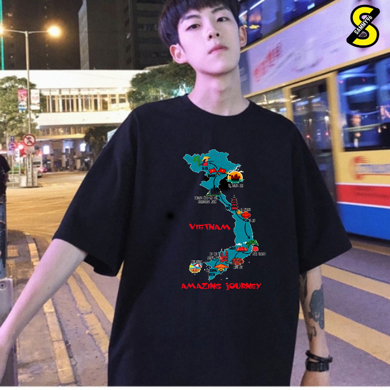 Áo thun tay lỡ unisex form rộng VIỆT NAM TUYỆT VỜI trắng đen ( TAY NGẮN IB)
