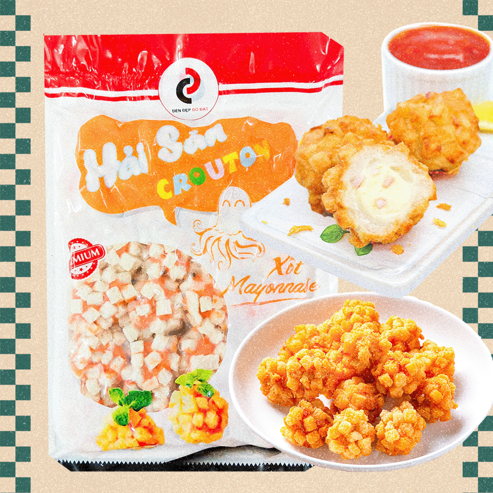 Hải Sản Crouton Xốt Mayonnaise 24v/ Viên Hải Sản Xốt Mayonniase/ Bánh Mì Hải Sản Xốt Mayonnaise