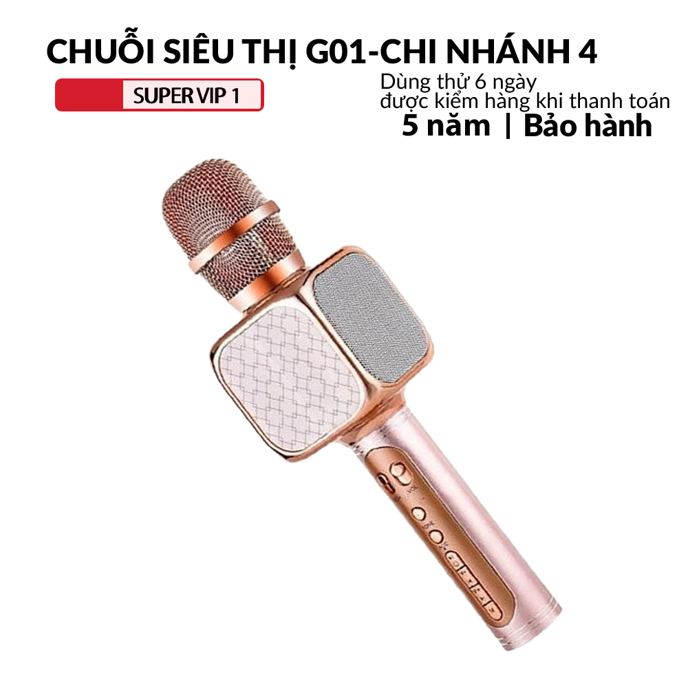 Micro kèm loa bluetooth karaoke GrownTech YS 69 | Bass vang, hỗ trợ ghi âm, có nút chỉnh tone giọng vui nhộn