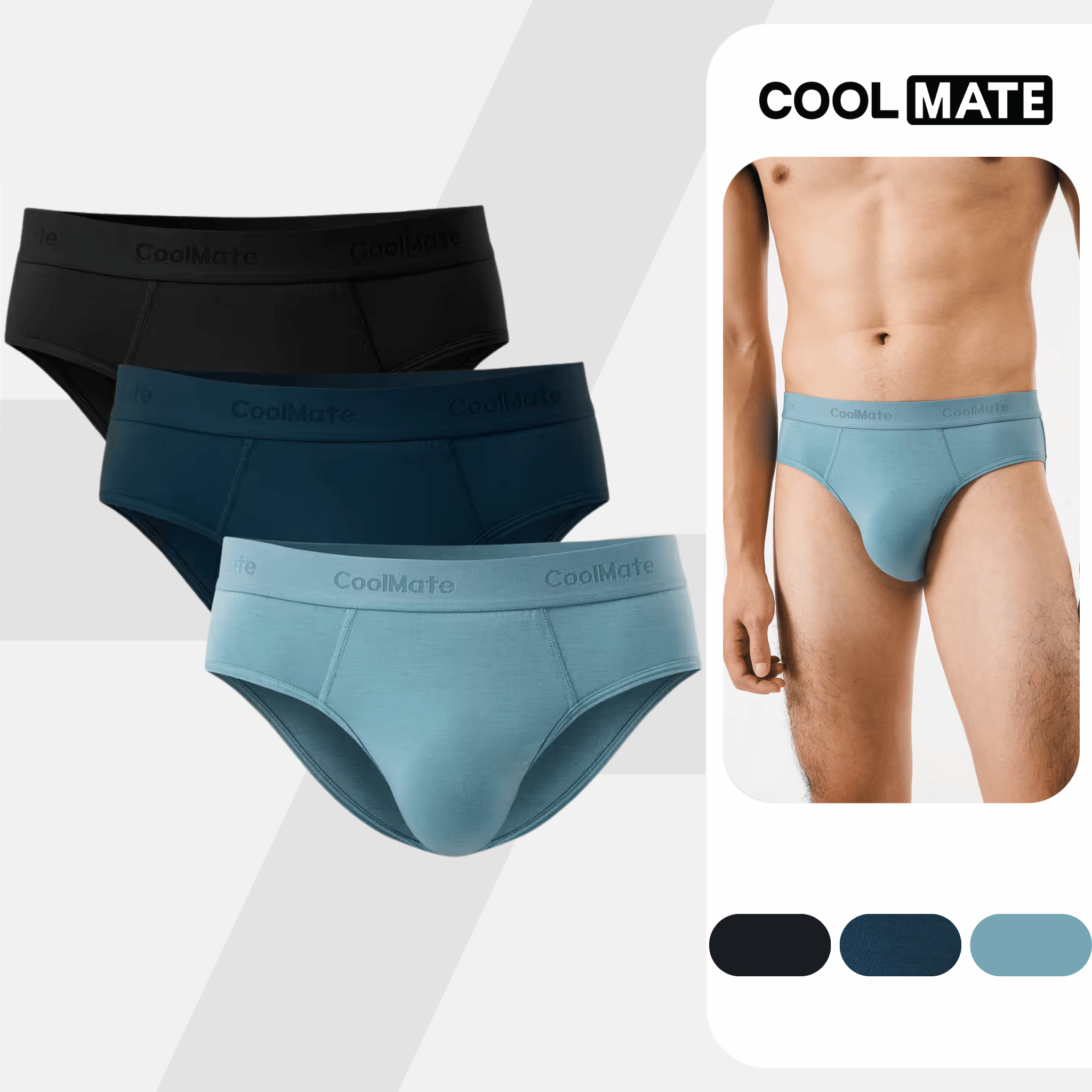 Combo 3 Quần lót nam Brief Lenzing Modal thoải mái, bền bỉ, thoáng mát Coolmate