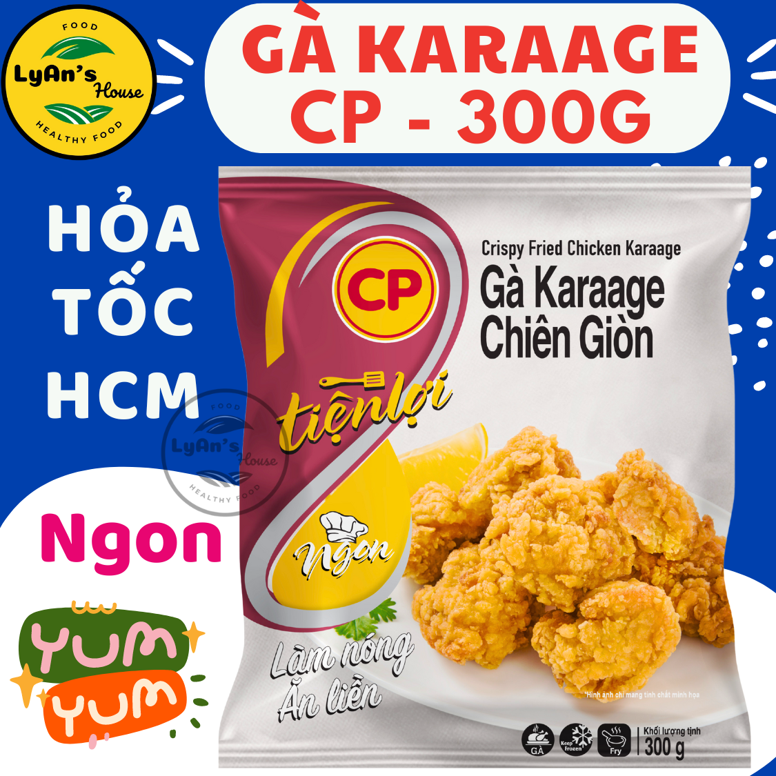 [Hỏa Tốc HCM] GÀ RÁN KARAAGE CP Nhật Bản 300g, GÀ VIÊN NGON làm từ gà tươi,  tiện lợi như gà KFC, gà rán ăn vặt giòn rụm, dinh dưỡng, thơm ngon. Đồ Viên Chiên an toàn vệ sinh thực phẩm, chế biến không cần rã đông. Tiện lợi cho tiệc gia đình Ly House