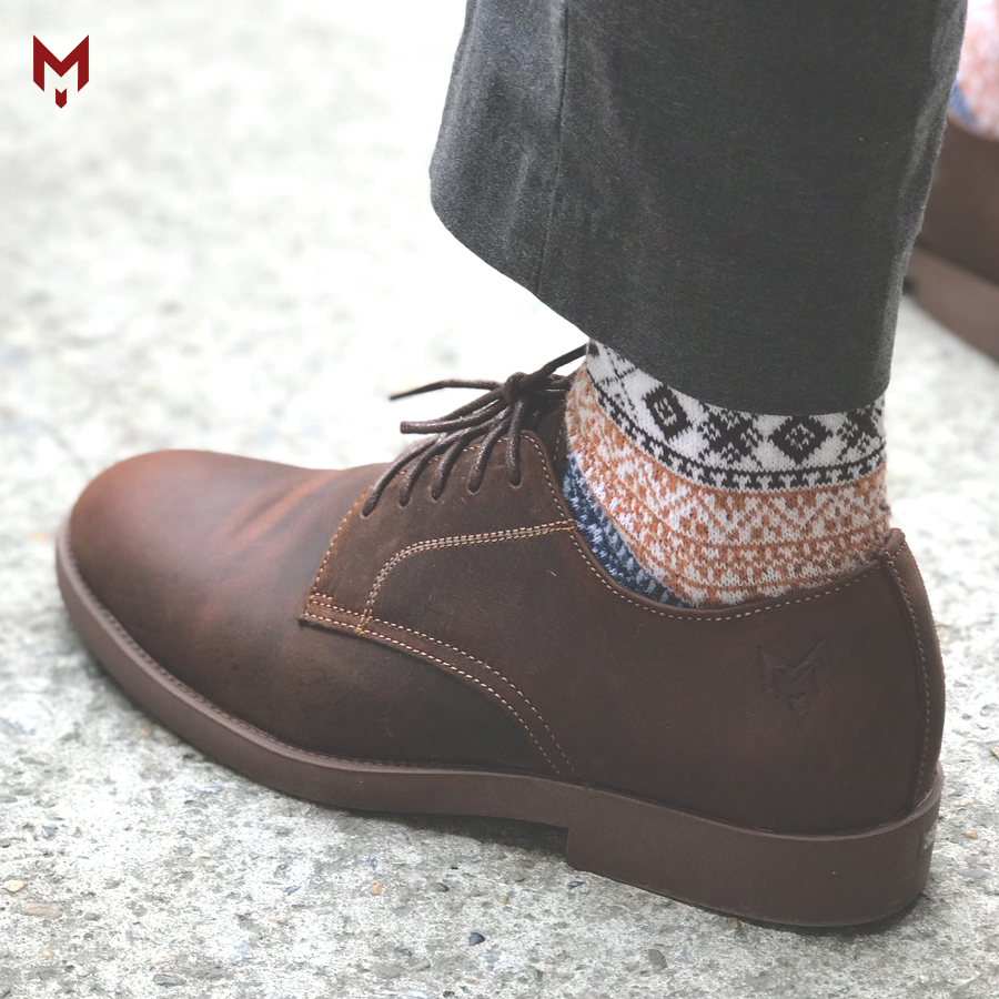 Giày tây nam công sở da bò sáp ngựa điên cao cấp derby plain