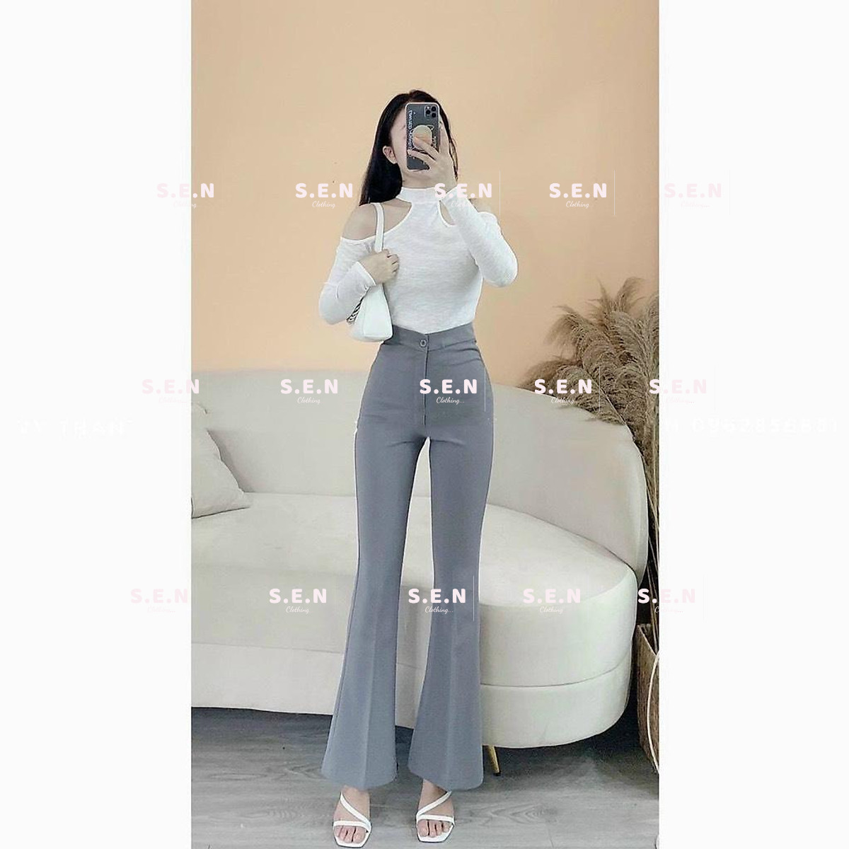 Quần tây ống loe nhẹ big size S-2XL cạp cài cúc khoá có túi chất đẹp