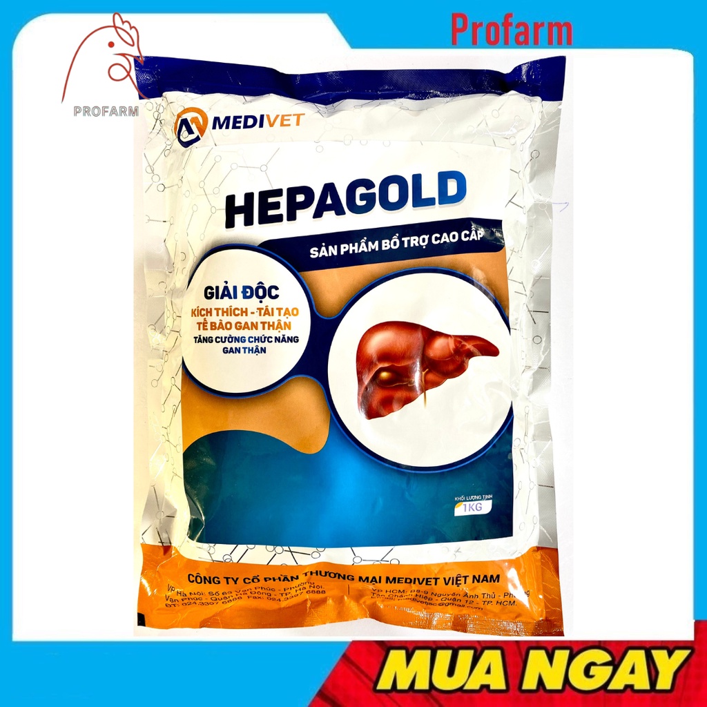 Sản phẩm bổ trợ hepagold giải độc gan thận mát gan giải nhiệt cho vật nuôi 1kg