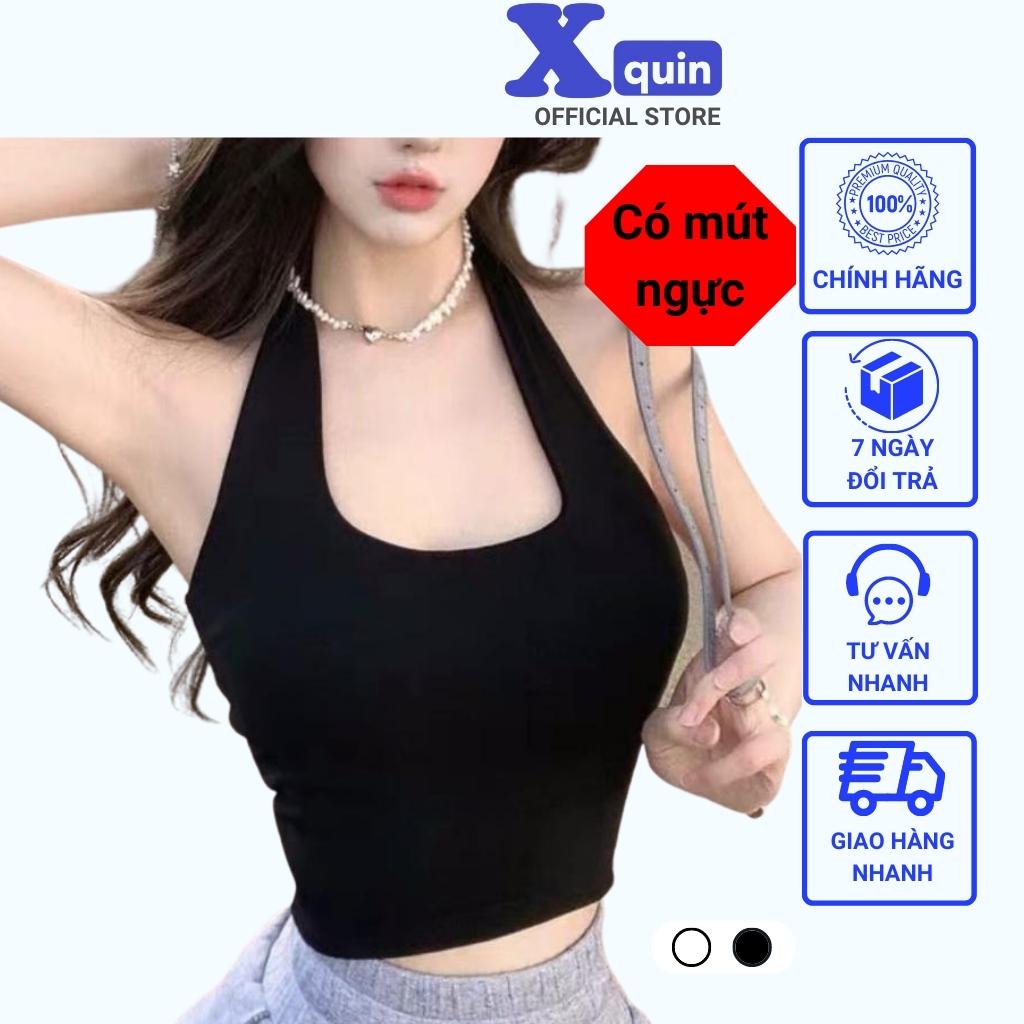 Áo yếm hở lưng cổ choàng có mút ngực Xquin Áo croptop cố yếm hở lưng chất borip siêu mềm siêu tôn dá