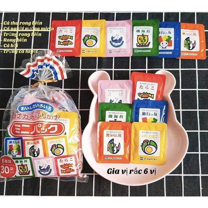 Gia vị rắc cơm Furikake nội địa Nhật cho bé ăn dặm 6 vị gồm 30 gói nhỏ